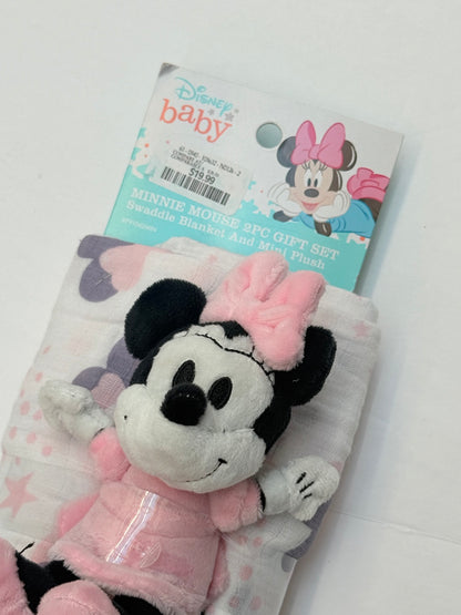 NWT - Disney Baby Minnie Mouse Swaddle Blanket Plush Set