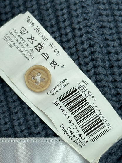 Bout'Chou Blue Knit Sweater Letter A 3T