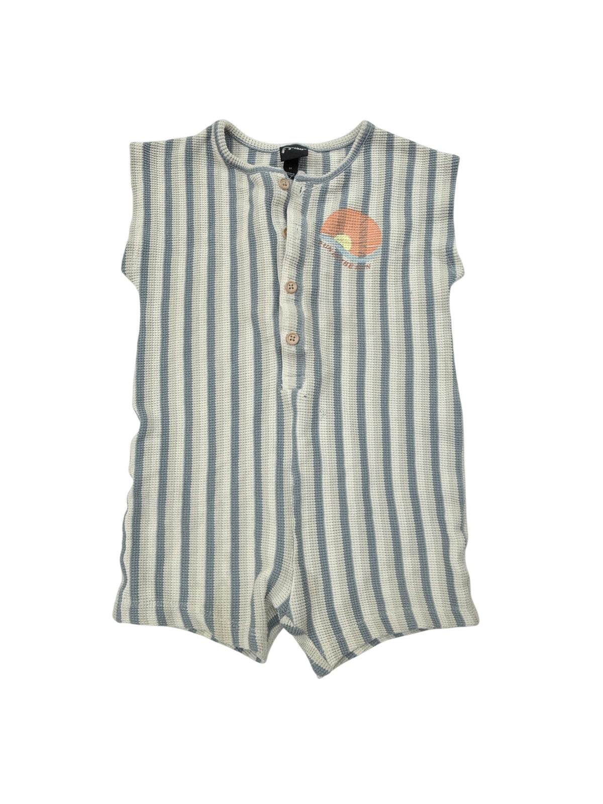 Art Class Striped Waffle Romper 3T