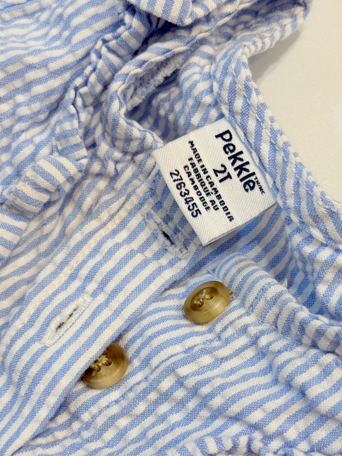Pekkle Blue Seersucker Ruffle Tank Top 2T