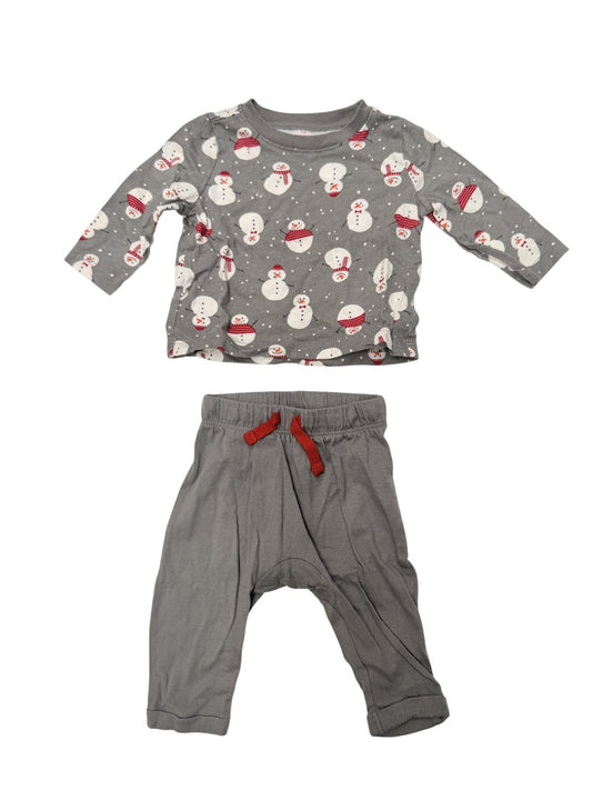 Old Navy Snowman Print Top & Pants Set 0-3M