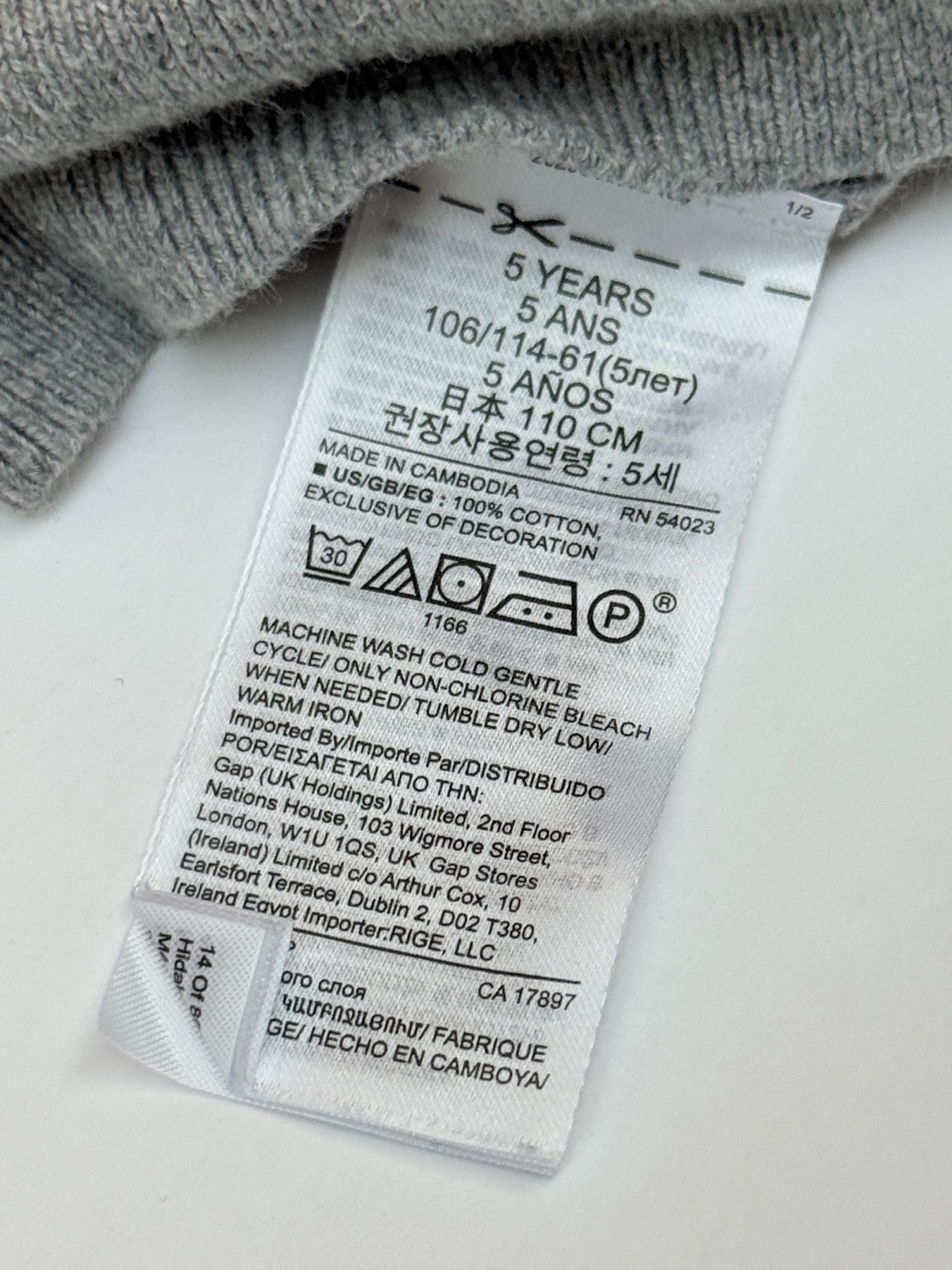 Baby Gap Gray Knit Cotton V-Neck Sweater Size 5