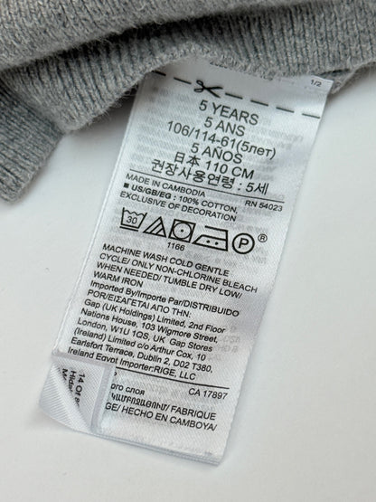 Baby Gap Gray Knit Cotton V-Neck Sweater Size 5