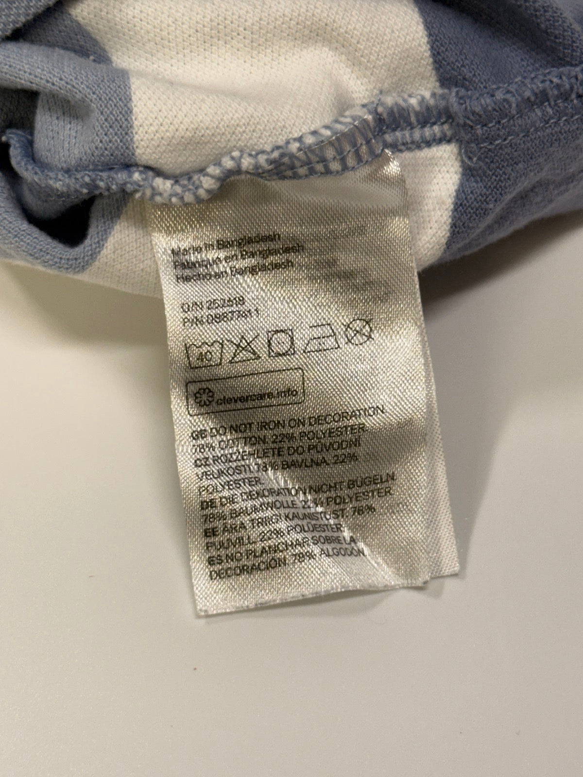 H&M Blue Striped Polo Shirt 12-18m