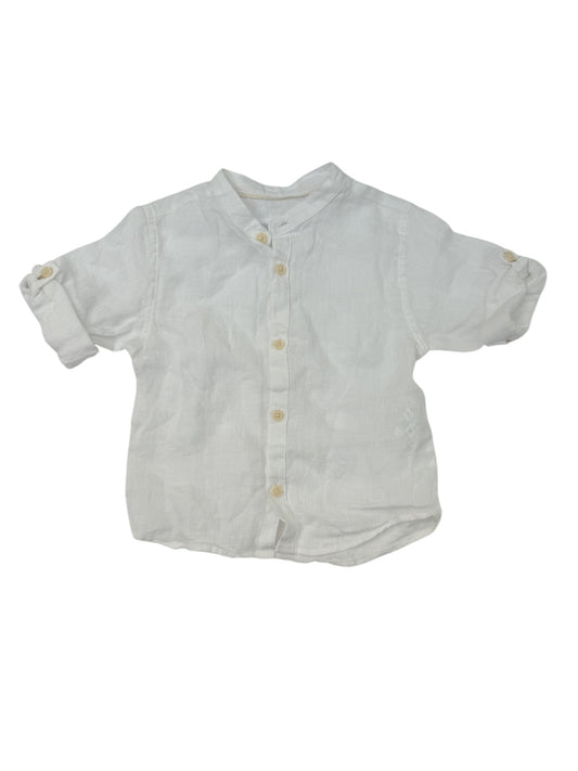 Zara White Linen Button Shirt 9-12m