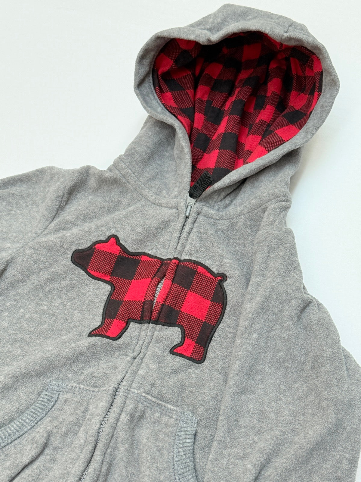 Carter's Buffalo Plaid Bear Hoodie 24M