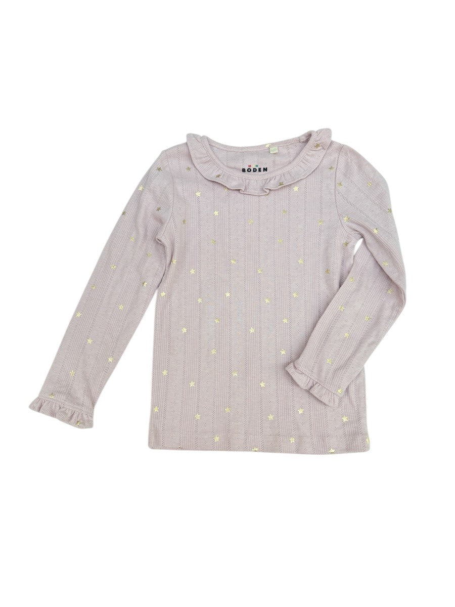 Boden Pink Gold Star Long Sleeve Top 5-6y