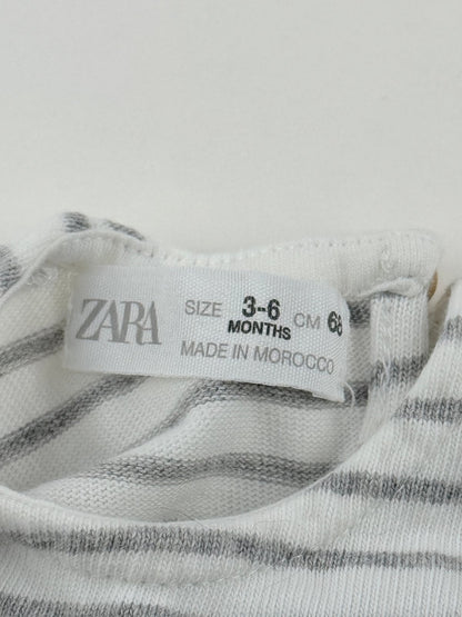 Zara Gray Striped Long Sleeve T-Shirt 3-6M