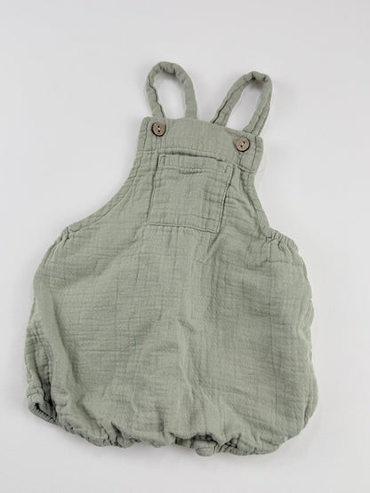 Quincy Mae Sage Green Muslin Romper 0-3M