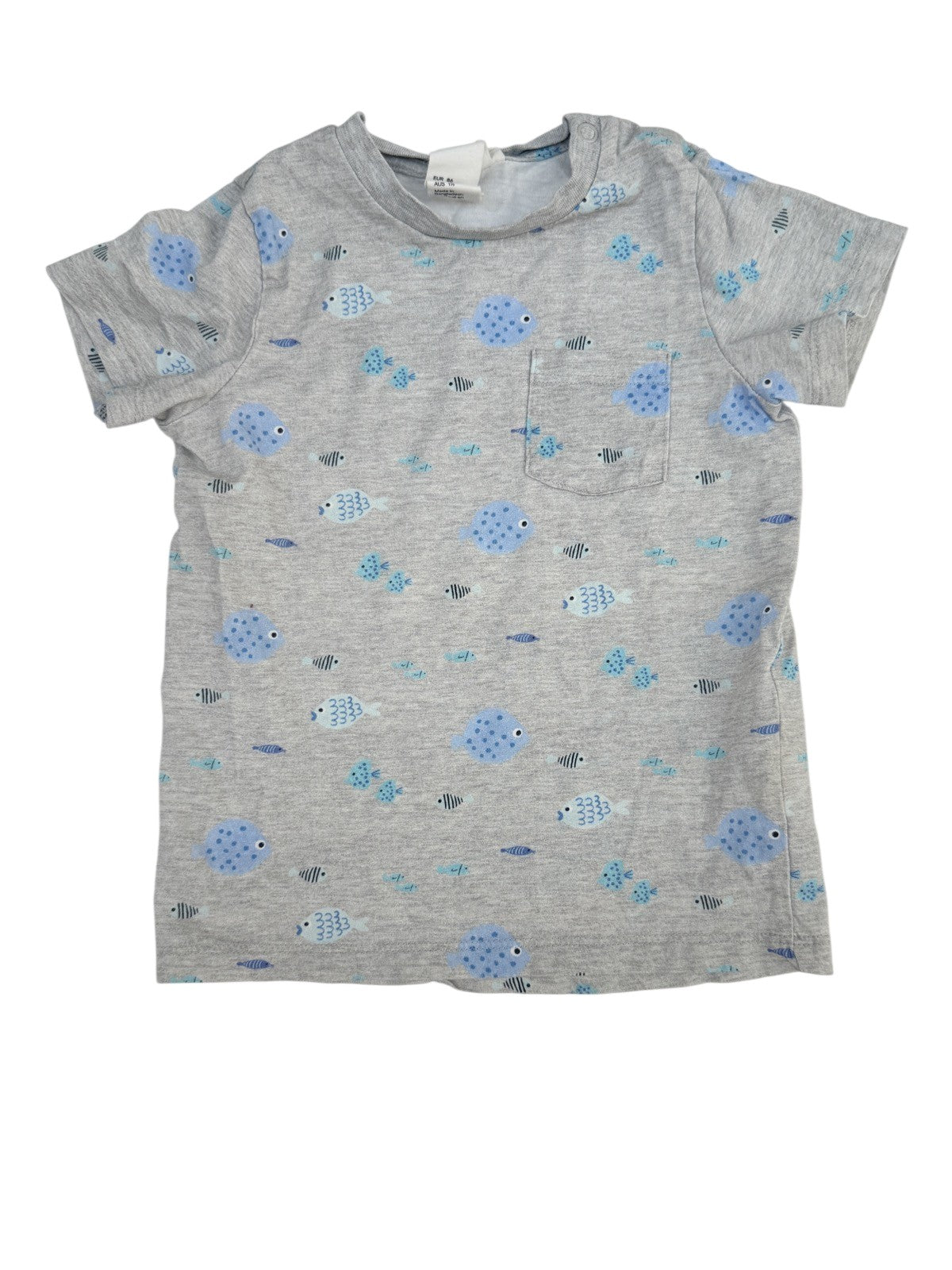 H&M Fish Print Gray T-Shirt 12-18M
