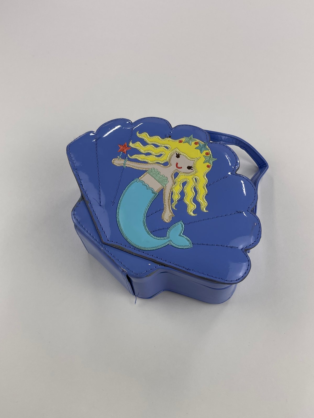 Blue Mermaid Seashell Patent Handbag