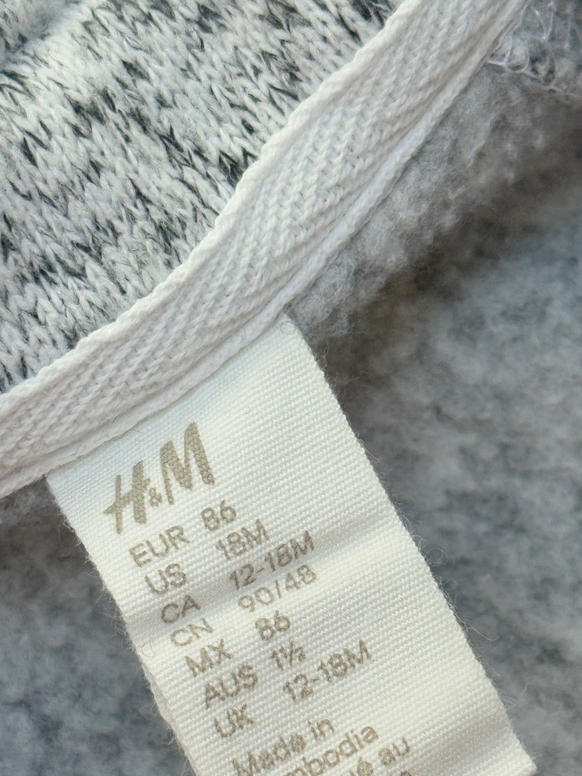 H&M Gray Zip-Up Fleece Hoodie 18M