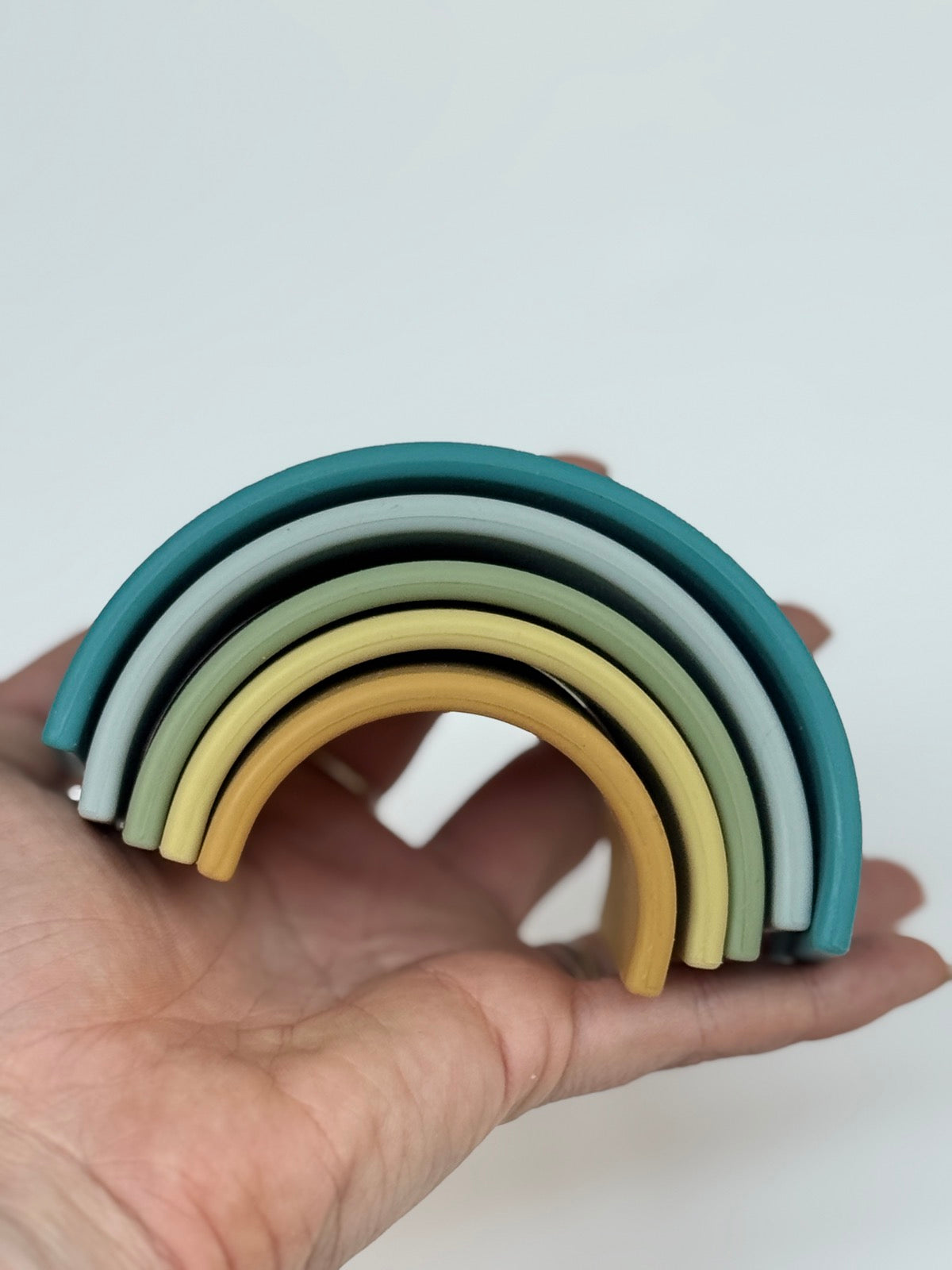 Silicone Rainbow Stacking Toy 5 Piece Muted Tones