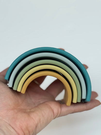 Silicone Rainbow Stacking Toy 5 Piece Muted Tones