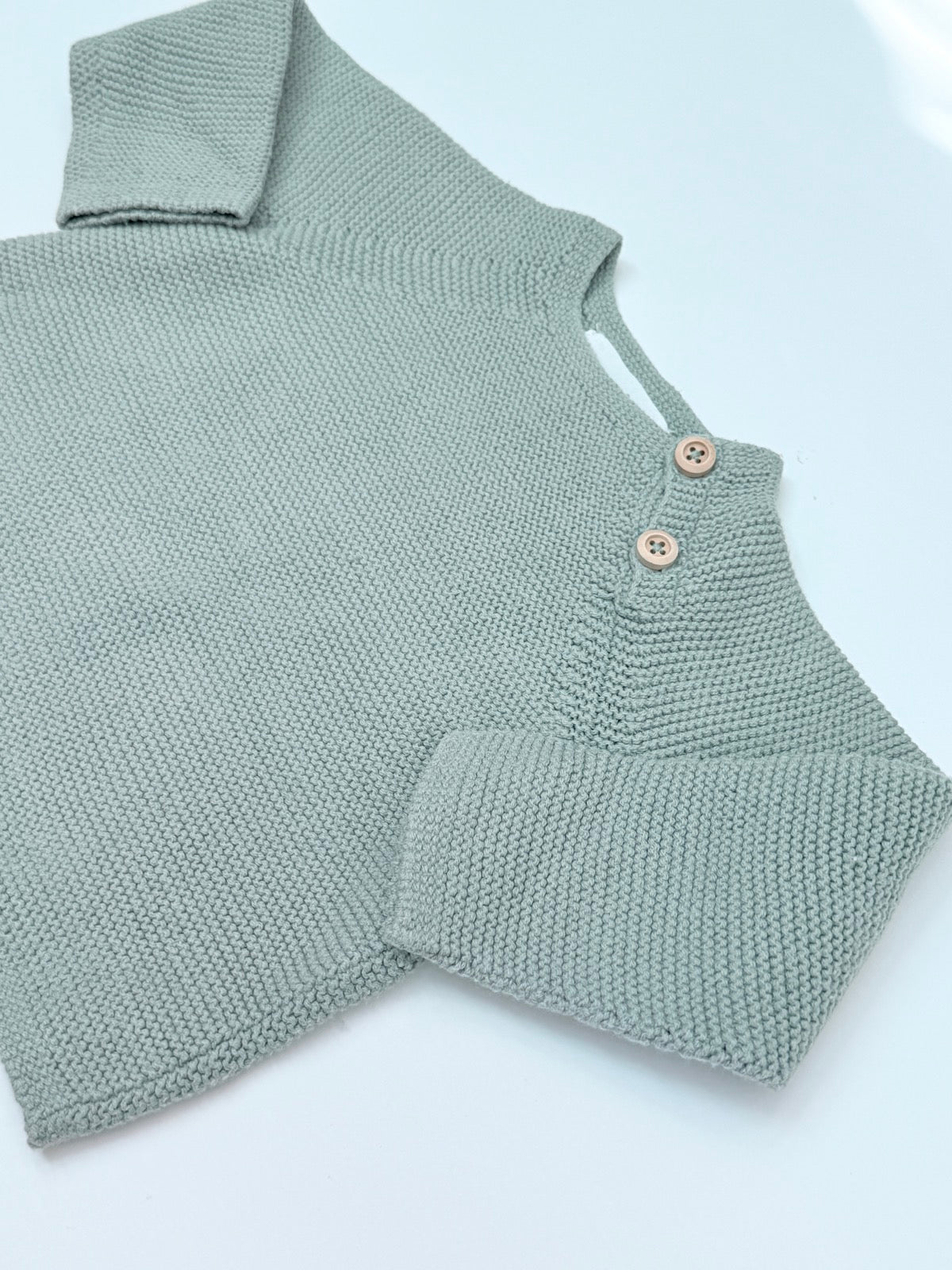 Zara Sage Green Cotton Knit Sweater 6-9M