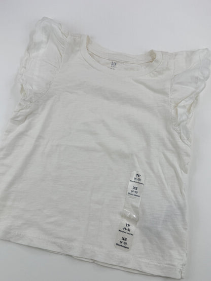 Gap Kids White Flutter Sleeve T-Shirt Size XS (4-5) 4-5Y