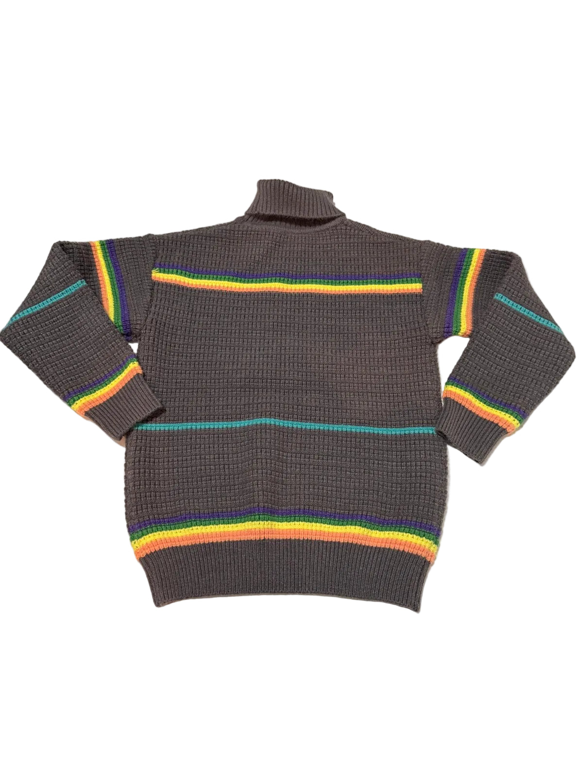 Unknown Gray Rainbow Stripe Turtleneck Sweater 10-12Y