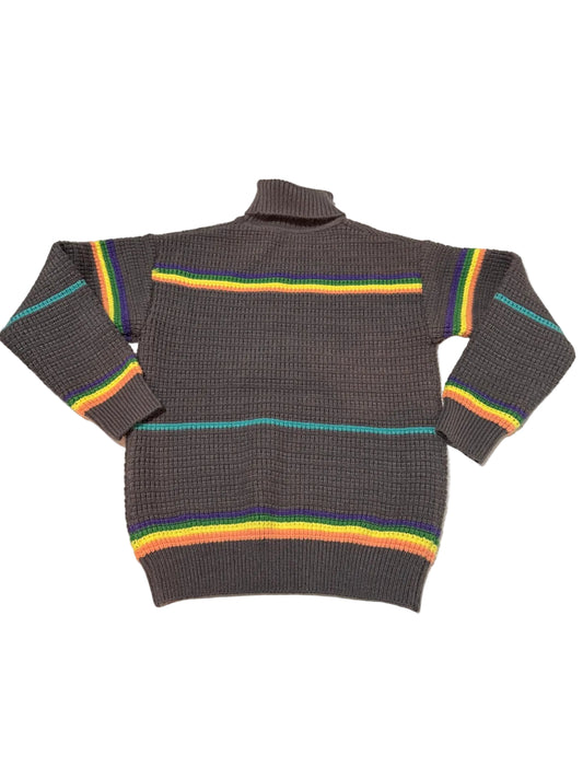 Unknown Gray Rainbow Stripe Turtleneck Sweater 10-12Y