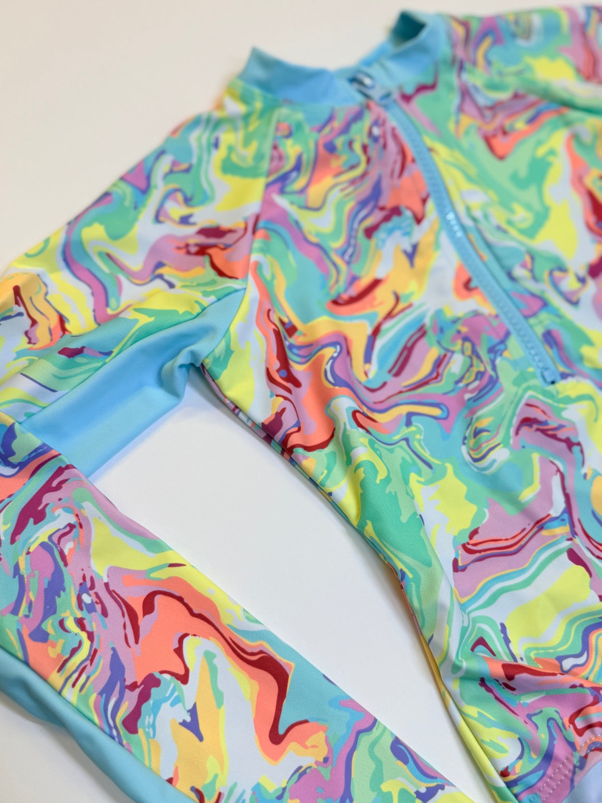 Limeapple Marble Print Long Sleeve Swimsuit Size 7