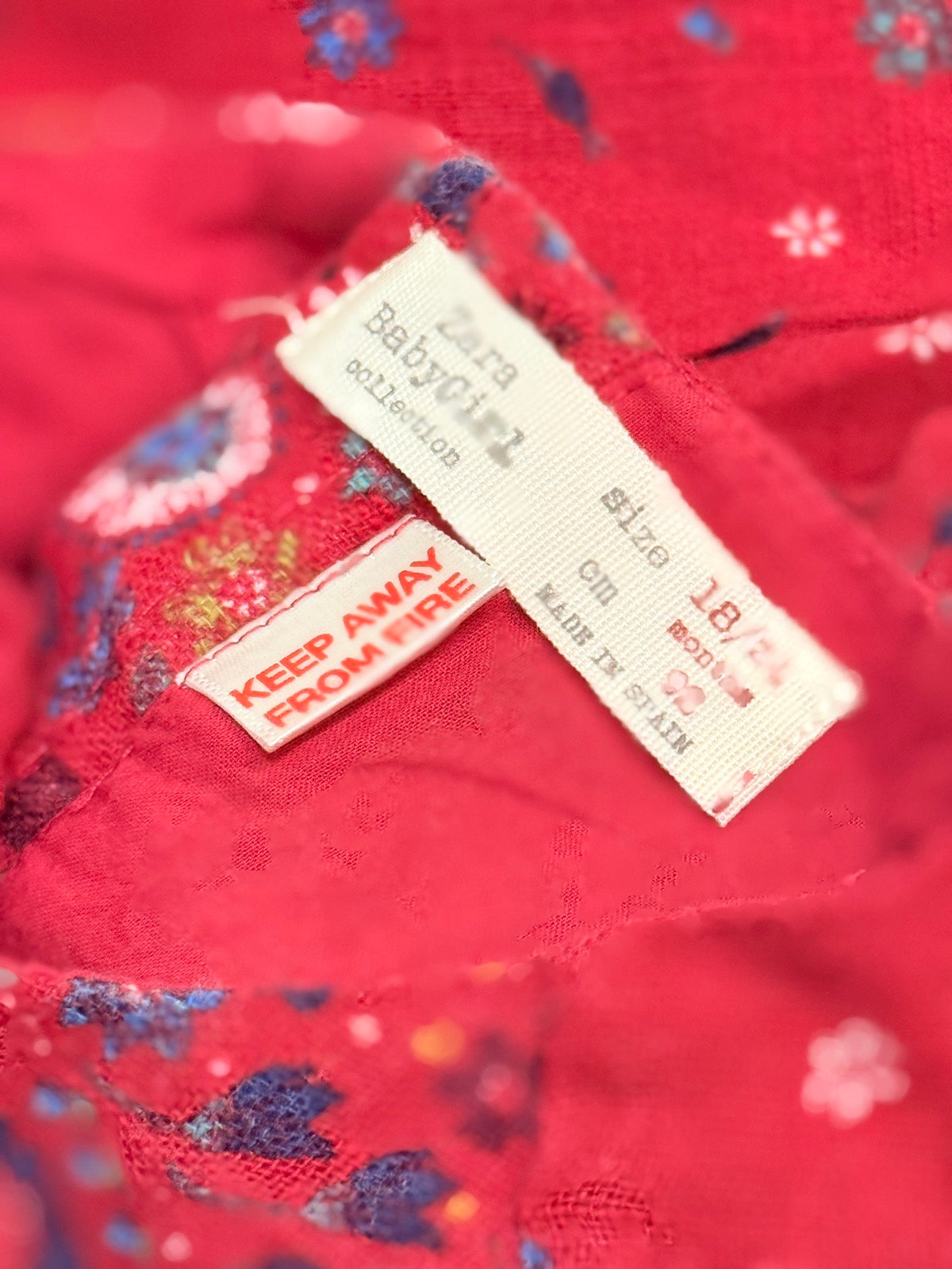 Zara Baby Girl Red Floral Dress 18-24m