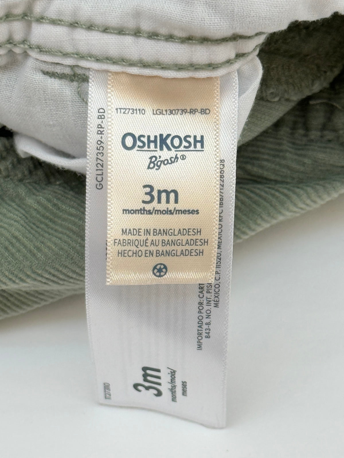 OshKosh B'gosh Corduroy Overalls Size 3M