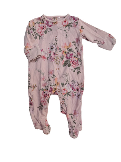 Next Floral Pink Footed Sleeper 0-3m