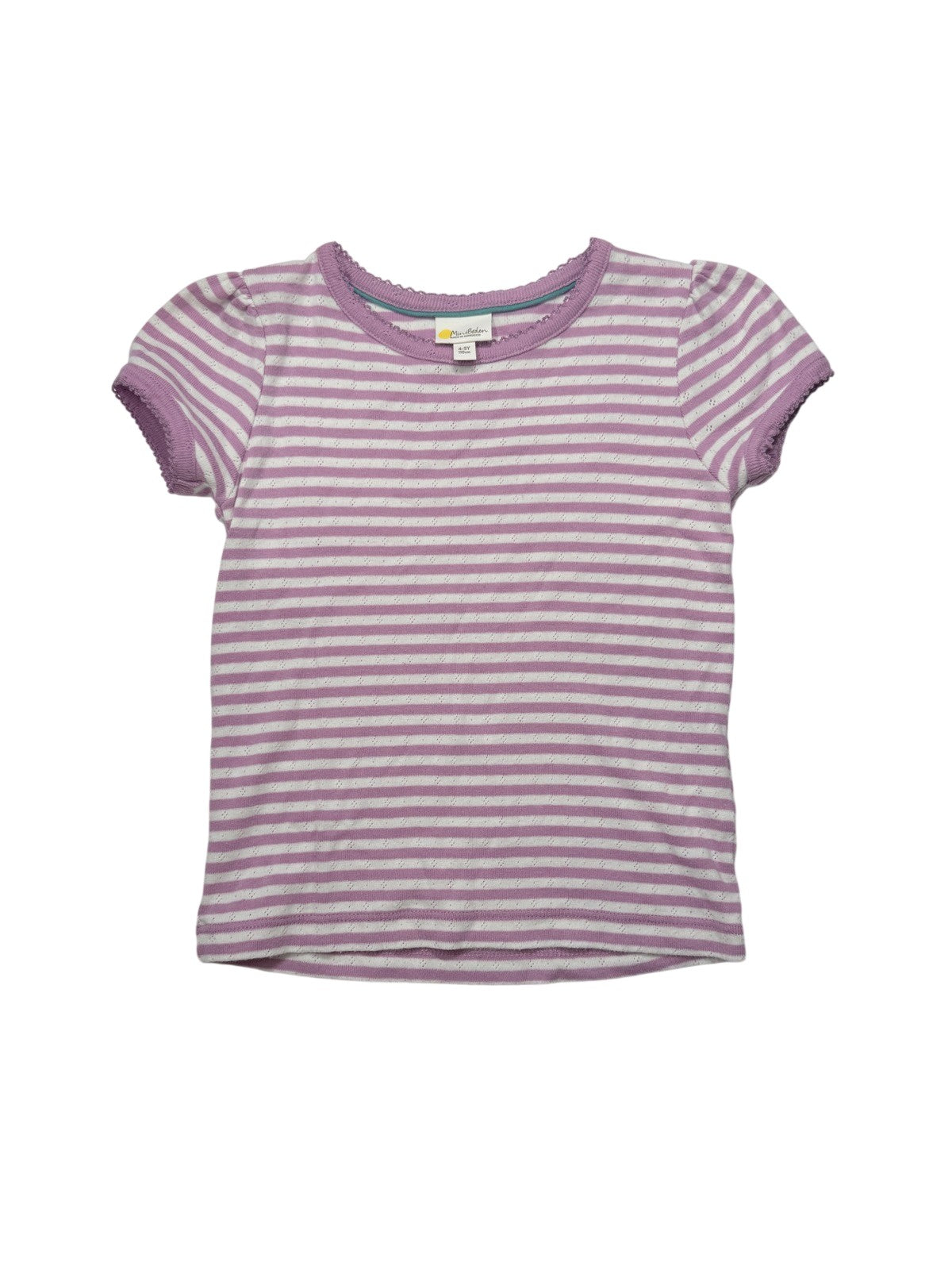 Mini Boden Striped Pointelle T-Shirt 4-5Y