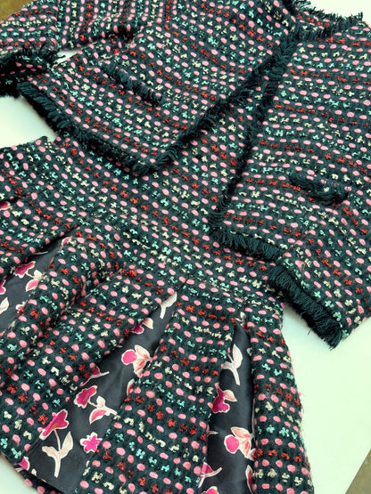 Oscar de la Renta Tweed / Silk Floral Dress Set 6Y