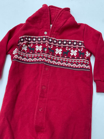 Joe Fresh Red Fair Isle Hooded Romper 12-18M