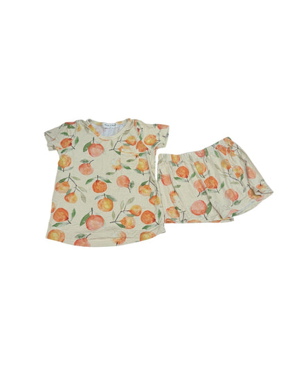 Bambi & Birdie Bamboo Orange Print Pajama Set 4-5T