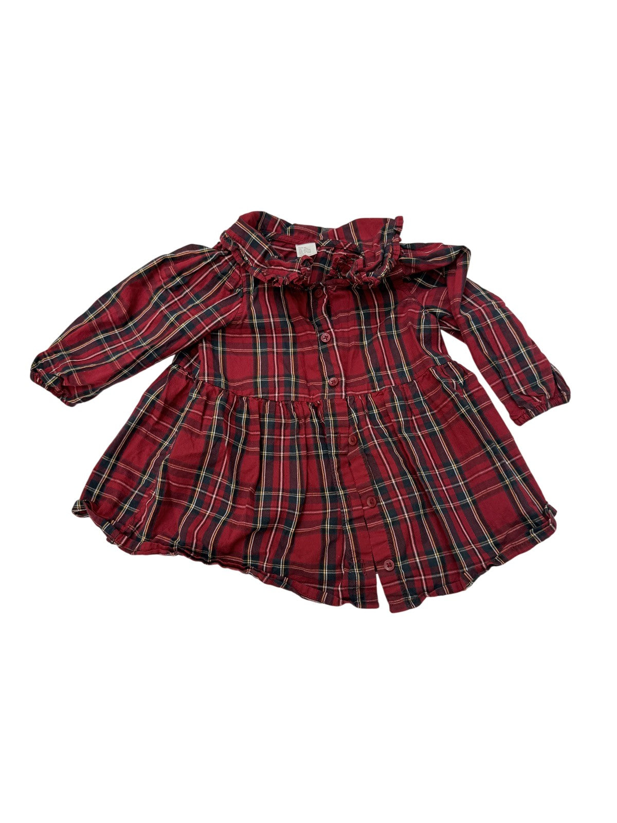 H&M Plaid Ruffle Collar Dress 9-12M