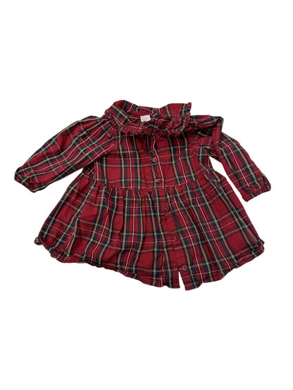 H&M Plaid Ruffle Collar Dress 9-12M
