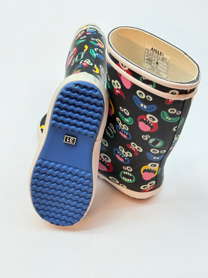 Brand New Aigle Monster Print Rain Boots Size 31