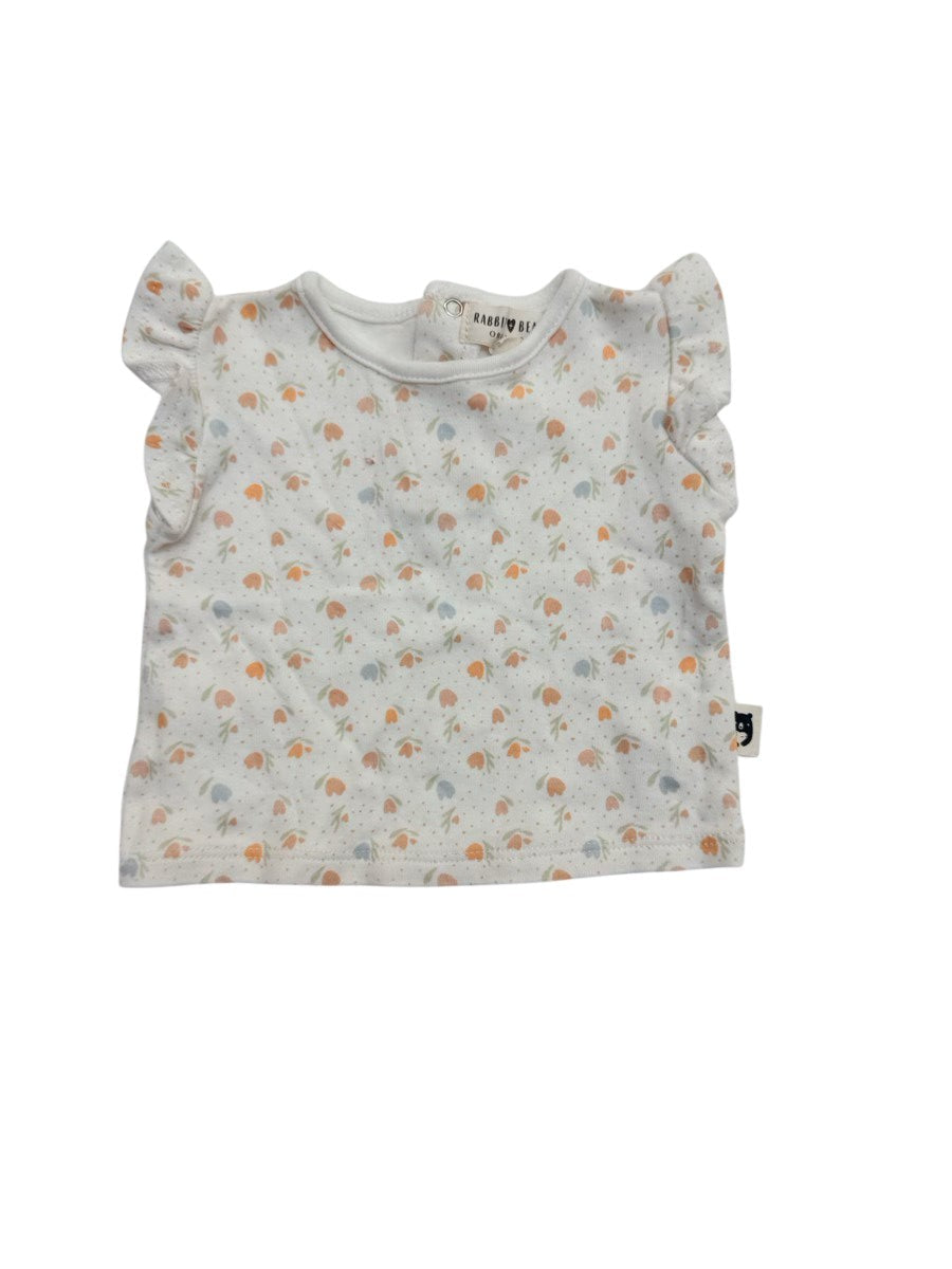 Rabbit + Bear Organic Floral Flutter Tee 3-6M