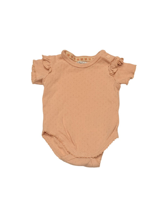 Dirkje Peach Pointelle Ruffle Bodysuit 3-6M