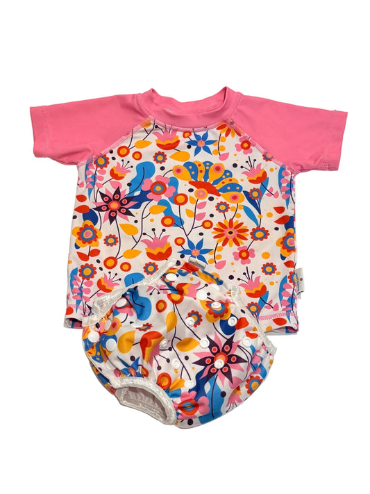 Babygoal Floral Pink Rashguard Swim Set- 12-24m