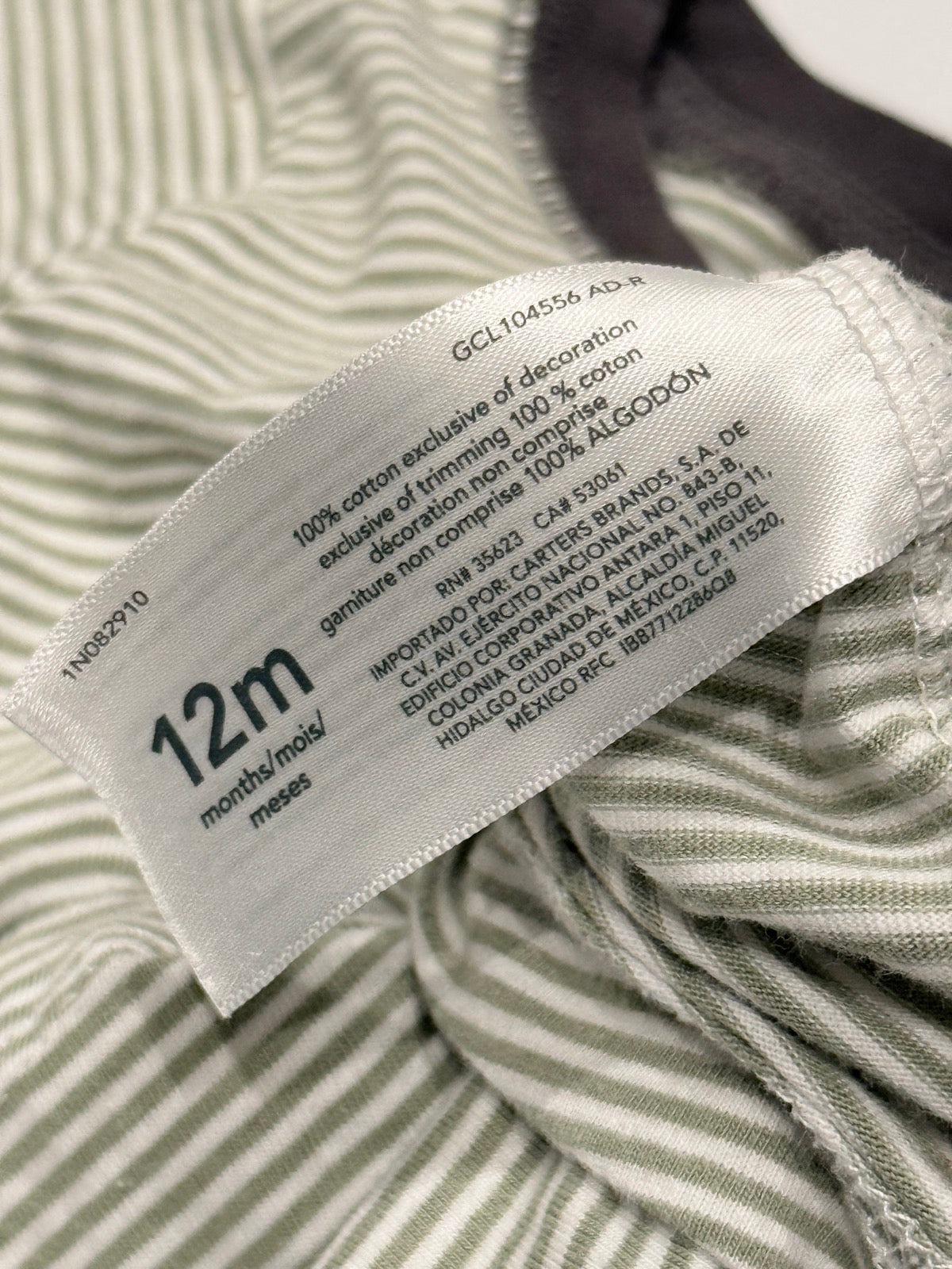 Carter's Striped Rhino Romper 12m
