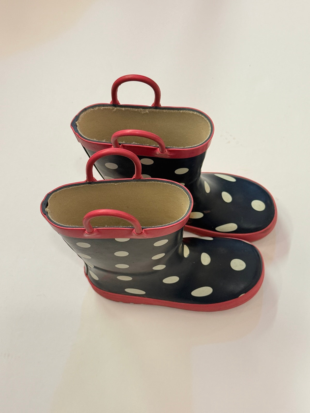 Navy Polka Dot Rain Boots Size 6