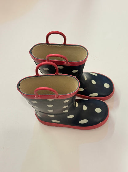 Navy Polka Dot Rain Boots Size 6