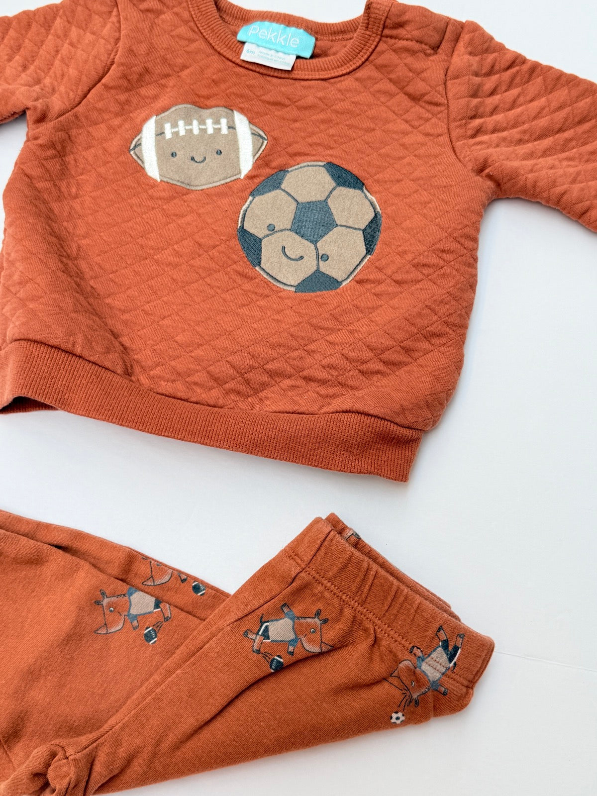 Pekkle Sports Quilted Sweatshirt Joggers Set 6M
