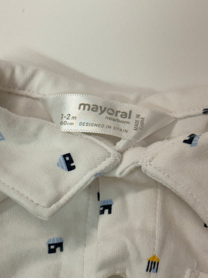 Mayoral White Vehicle Print Bodysuit 1-2m