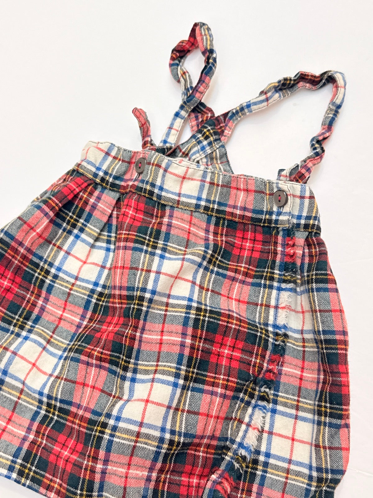 Viyella Tartan Plaid Wool Suspender Skirt 1-2Y