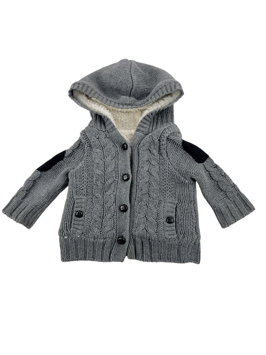 Egg Baby Gray Cable Knit Hooded Cardigan 3-6M