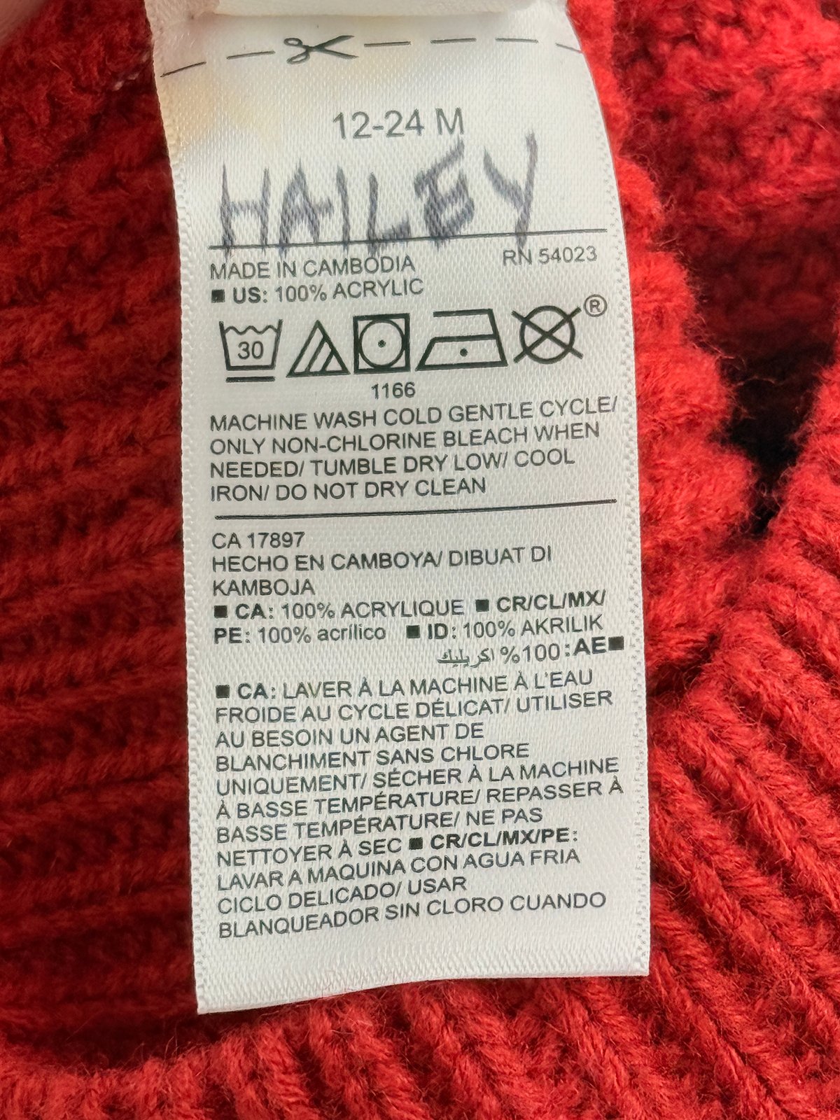 Old Navy Red Bow Knit Hat 12-24M