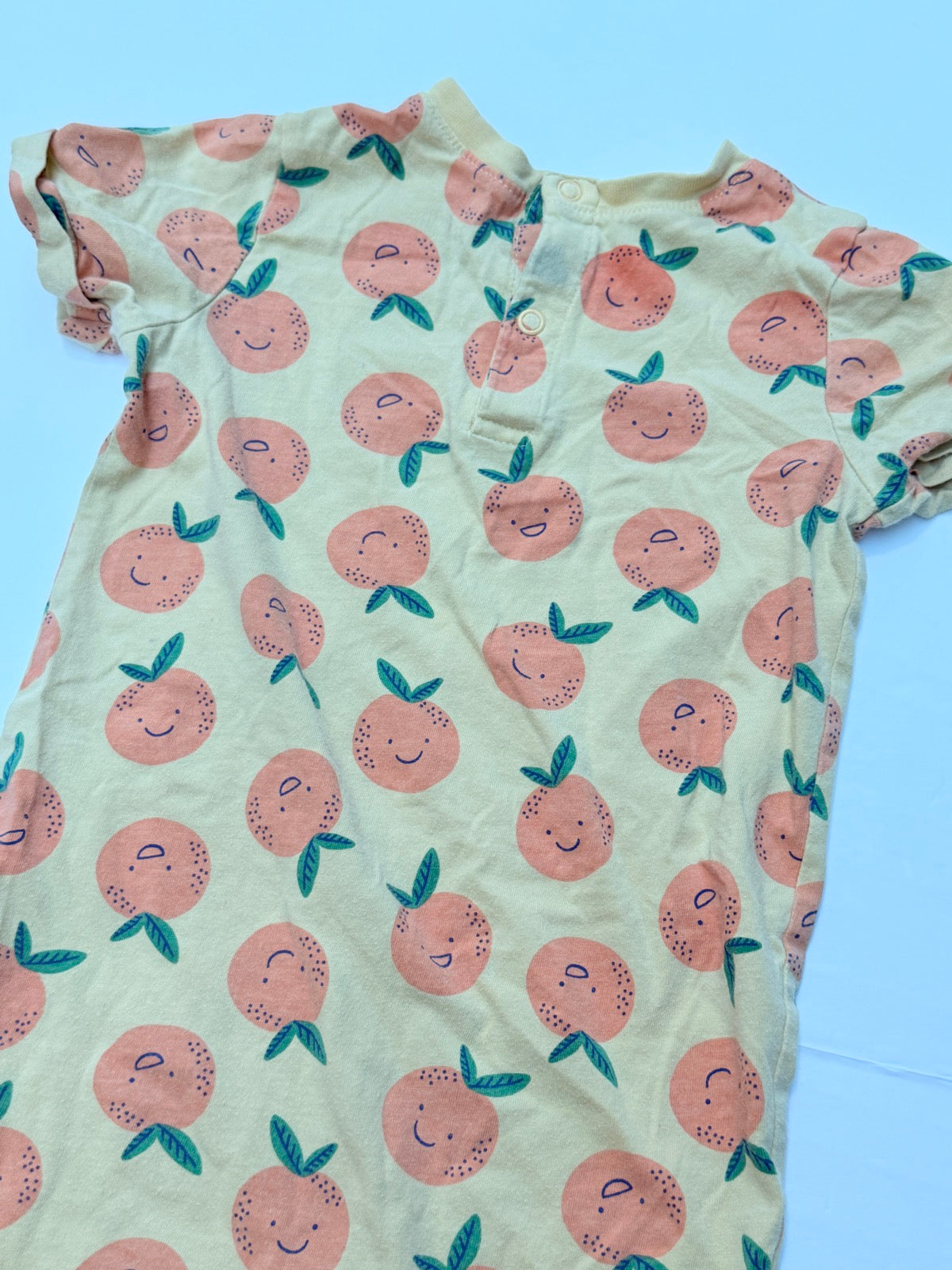 Yellow Smiling Orange Print Short Romper