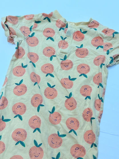 Yellow Smiling Orange Print Short Romper