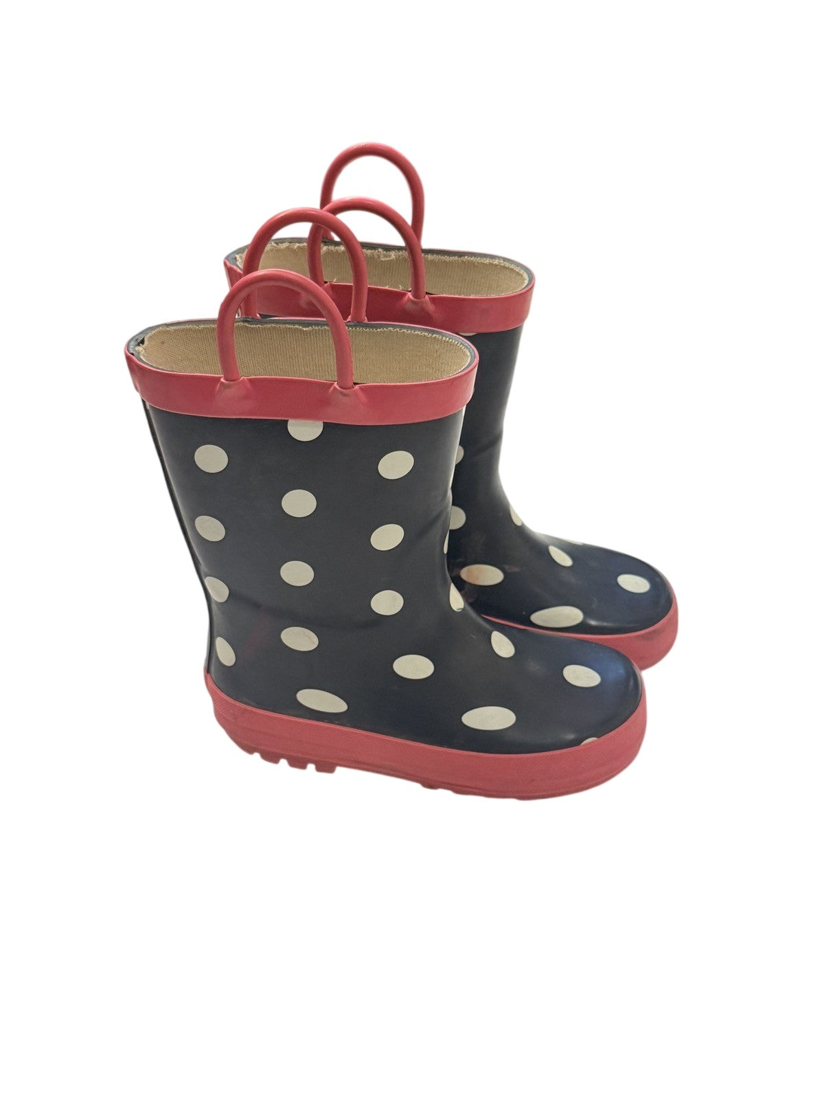 Navy Polka Dot Rain Boots Size 6