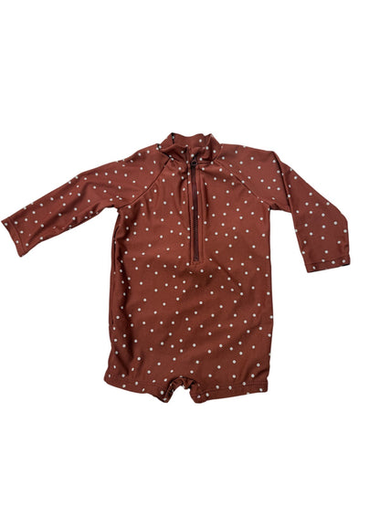 Little Earthling Polka Dot Rash Guard Romper 6-9M
