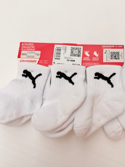 NWT - Puma 6-Pair Quarter Crew Socks 12-24M