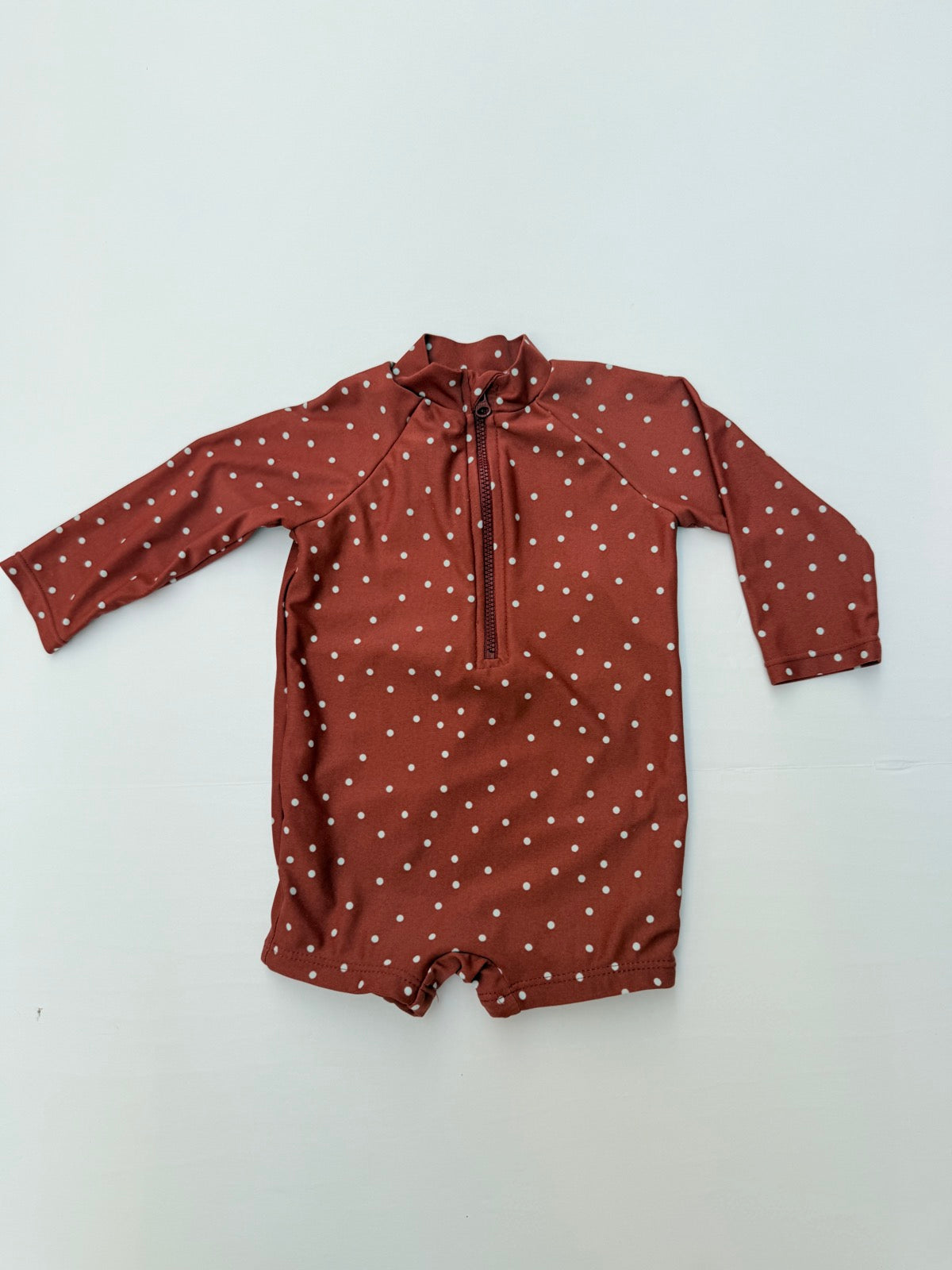 Little Earthling Polka Dot Rash Guard Romper 6-9M